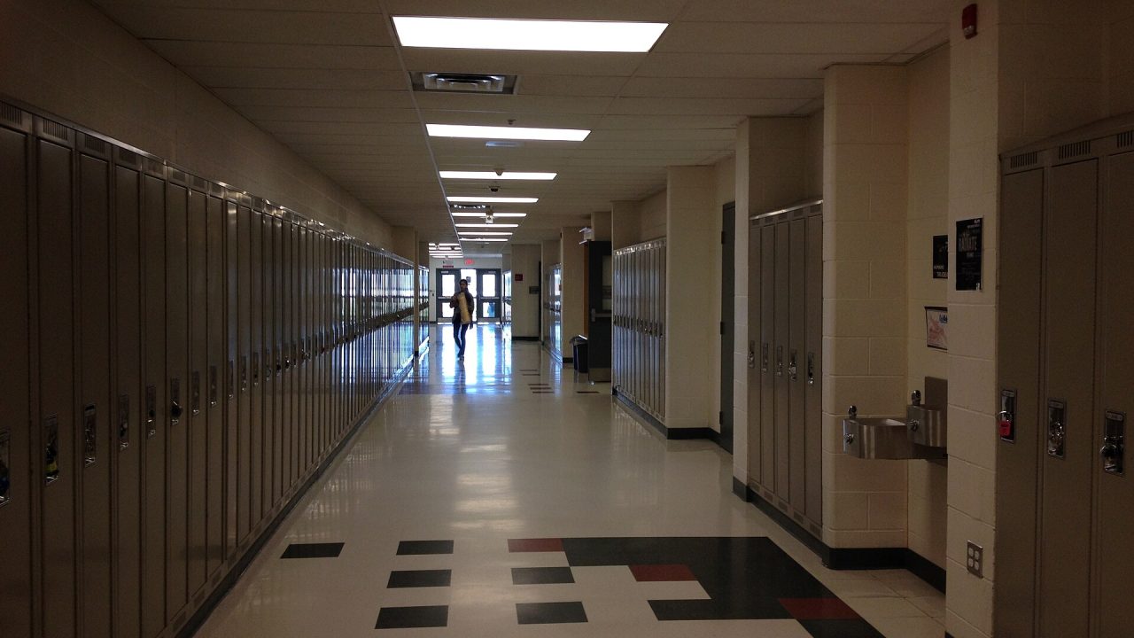 A school hallway lined with lockers (file photo)
