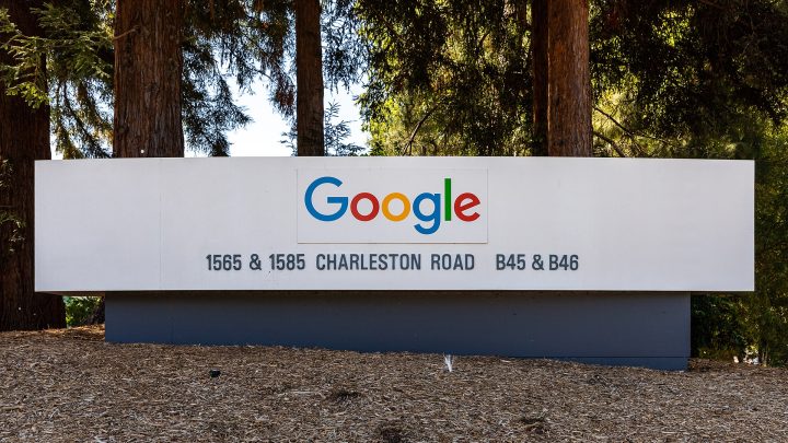 Google company sign on Charleston Road in Mountain View, California