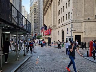 The New York Stock Exchange building on Wall Street (file photo)